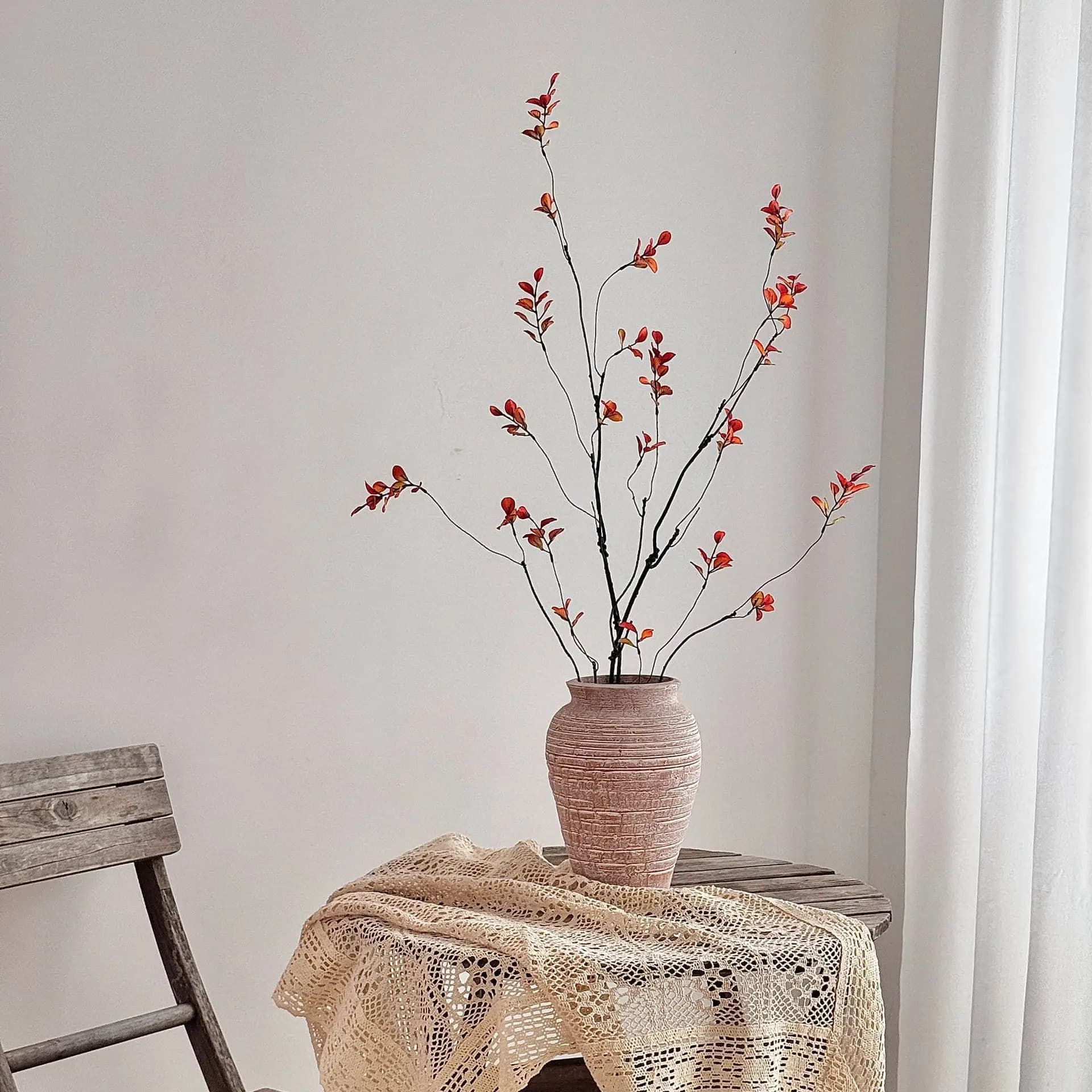 Chinese Autumn Dry Branch Artificial Greenery, Freely Shapable Fake Plant, Home Hotel Floral Scene Decor Ornament Prop