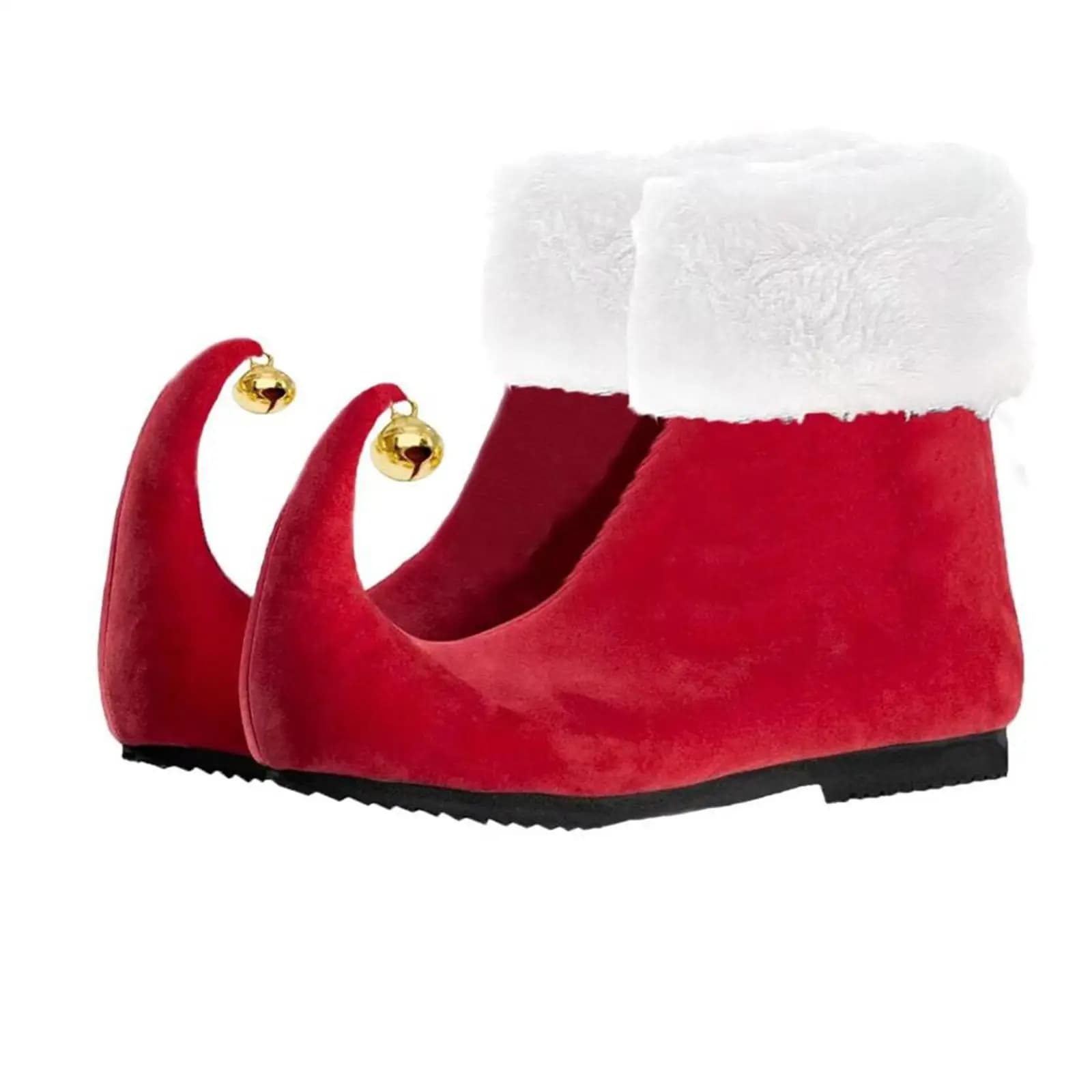 Elfo per adulti di Natale Scarpe da Babbo Natale Stivaletti rossi con campanelli Accessori per giochi di ruolo per oggetti di scena per spettacoli teatrali unisex