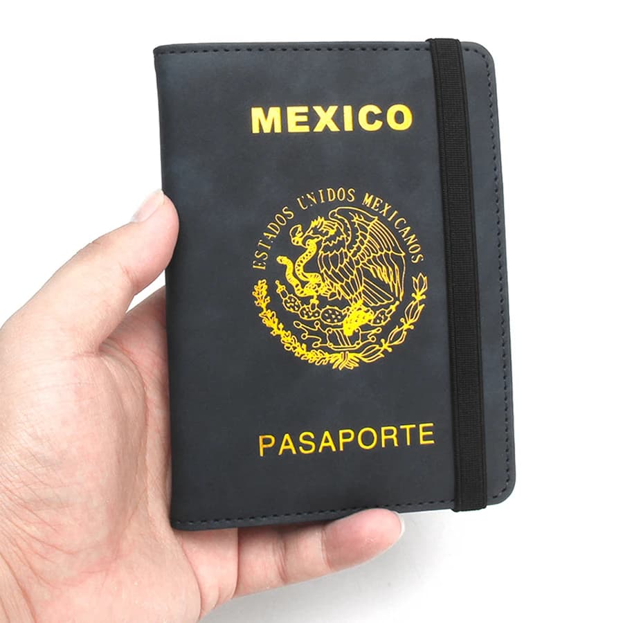 Synthetic Leather Mexico Passport Protector, United States Mexican Passport Cover for Travel Document & Certification Card Holder (Men, Women)