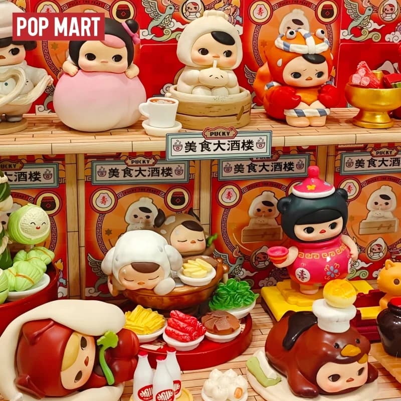 Nuovi prodotti autentici in stock POPMART PUCKY Elf Food Restaurant Series, scatola a sorpresa fatta a mano, giocattolo da collezione, regalo.