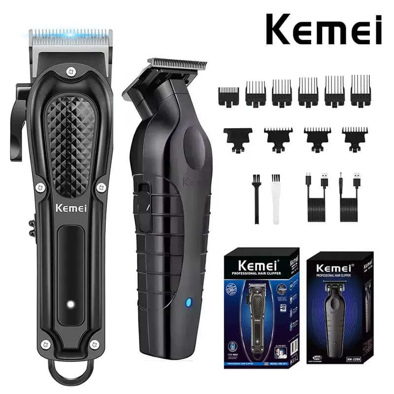 Kemei Professional Hair Clippers for Men Cordless Hair Clipper Men's Beard Trimmer Electric Haircut Beauty KM-1071 KM-2299 Kit