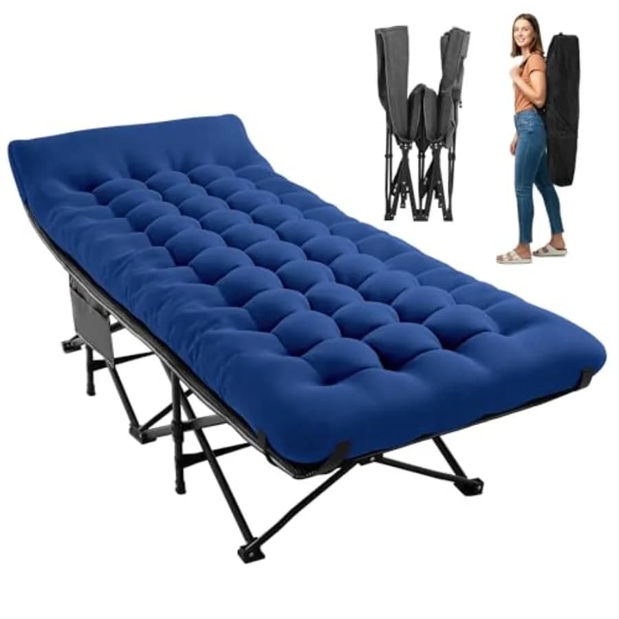 Camping Cot for Sleeping 28" Extra Wide, Heavy-Duty 1200D Oxford Foliding Cots for Adults Portable with Mattress, Carry Bag for