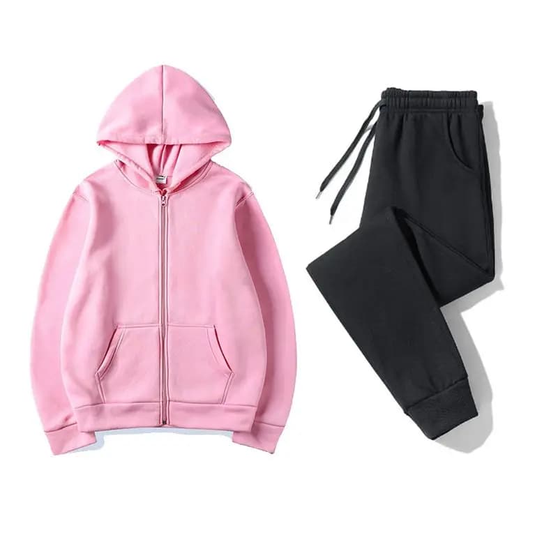 Men Half Zip Hoodie And Jogger Pants Set Zipper Pocket Design Casual Sports Two Piece Set