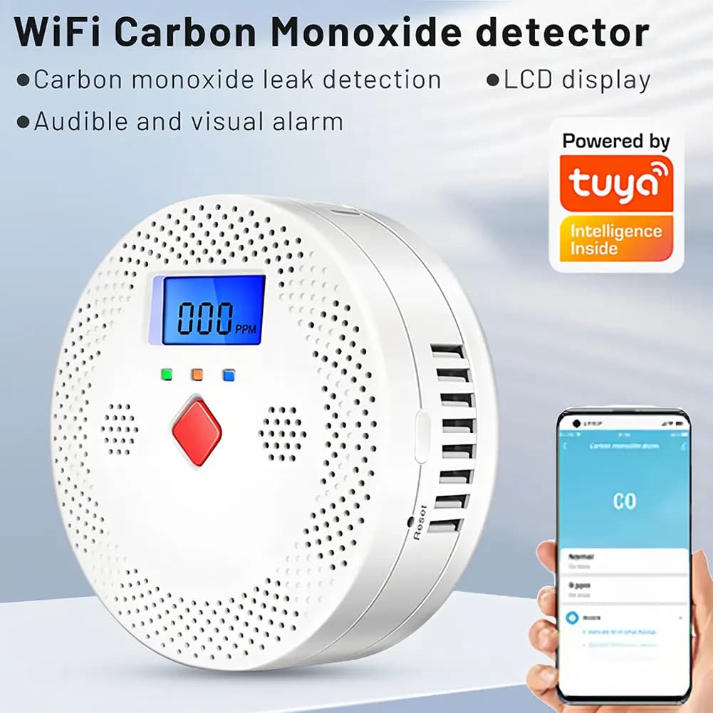 1-4 pezzi Tuya WiFi rilevatore di monossido di carbonio intelligente CO Monitor 85dB avviso sonoro display digitale allarme domestico sicuro in tempo reale