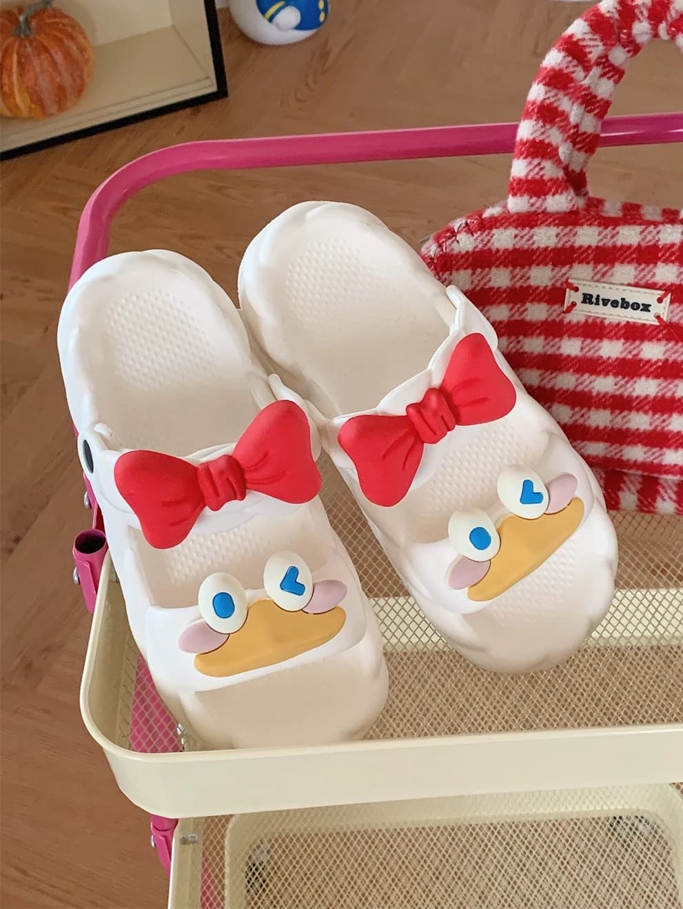 Summer Ladies Outdoor Fashion Sandals Double Straps Knot Duckling Slippers Beach Cute Ugly Casual Style EVA Material