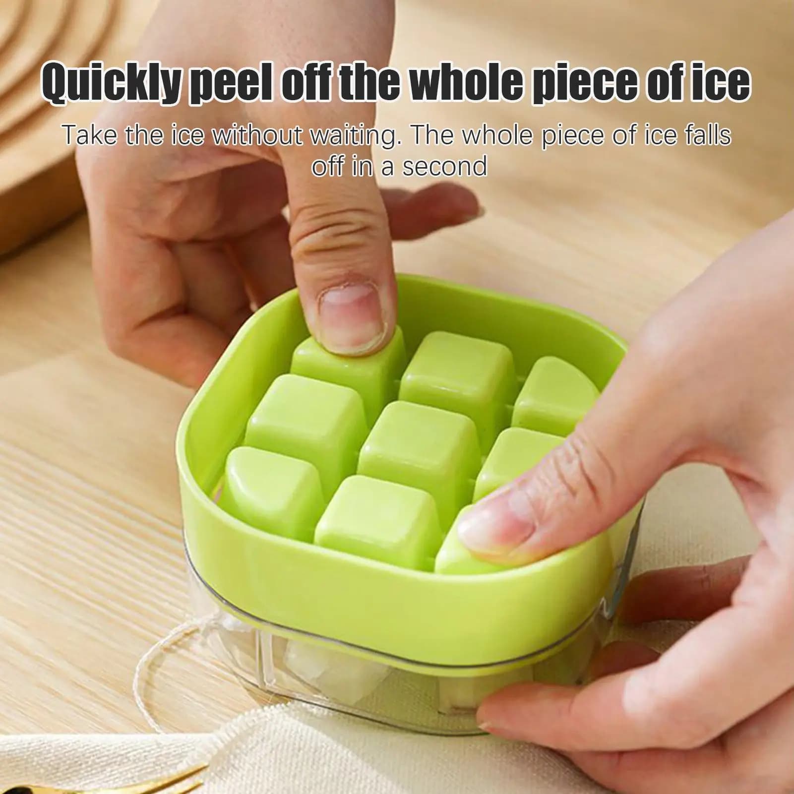 Stampo per cubetti di ghiaccio a blocchi 3 pezzi Pressa Vassoio per blocchi di ghiaccio Stampo per cubetti di gelatina quadrato Facile rilascio Raffreddamento Fare gadget da cucina per