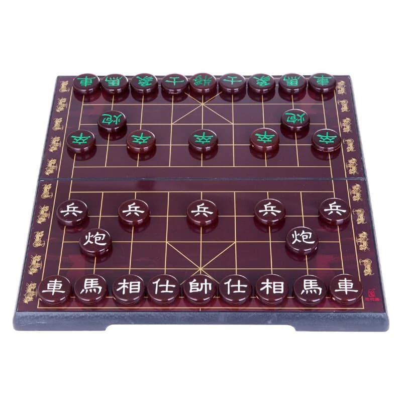 Set di scacchi cinesi QZ, scacchiera rossa, tavolo da scacchi magnetico pieghevole in finto giada