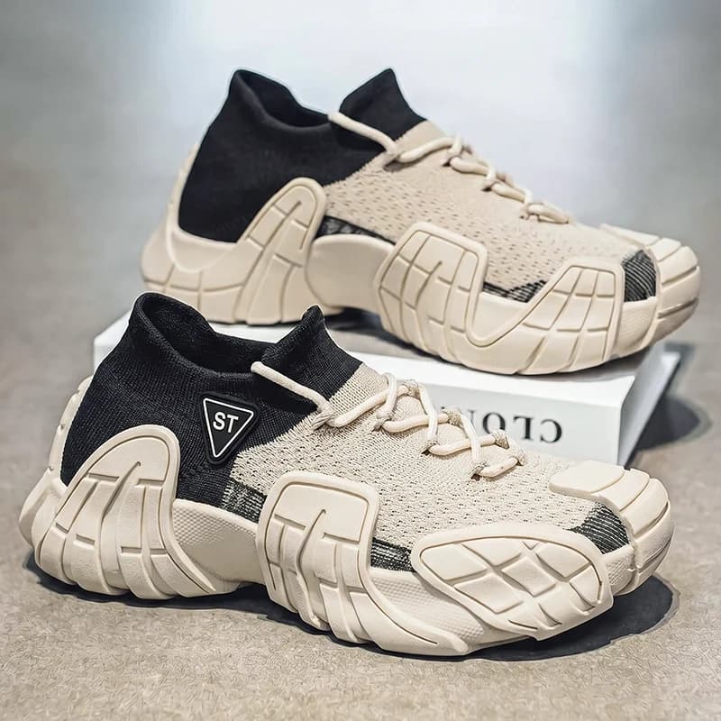 Scarpe da ginnastica estive da uomo alla moda con suola elastica in mesh traspirante antiscivolo per passeggiate all'aperto e uscite casual