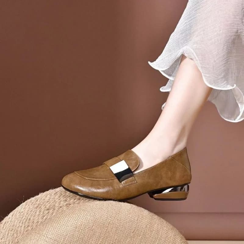 Moccasins with rubber heel and round tip, 14*14*10, packed, low heel (less than 3 cm), low shoes, 5.00, slip-on