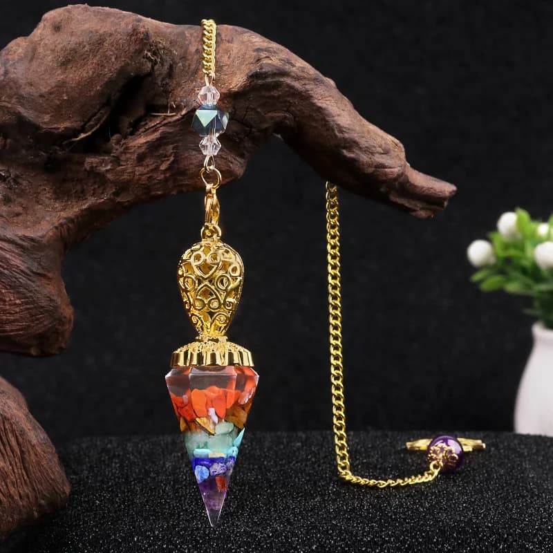 1pc Golden Pendulum Necklace Natural Crystal Agate Hexagonal Pendant for Dowsing Divination Chakra Healing Stone Jewelry Gift