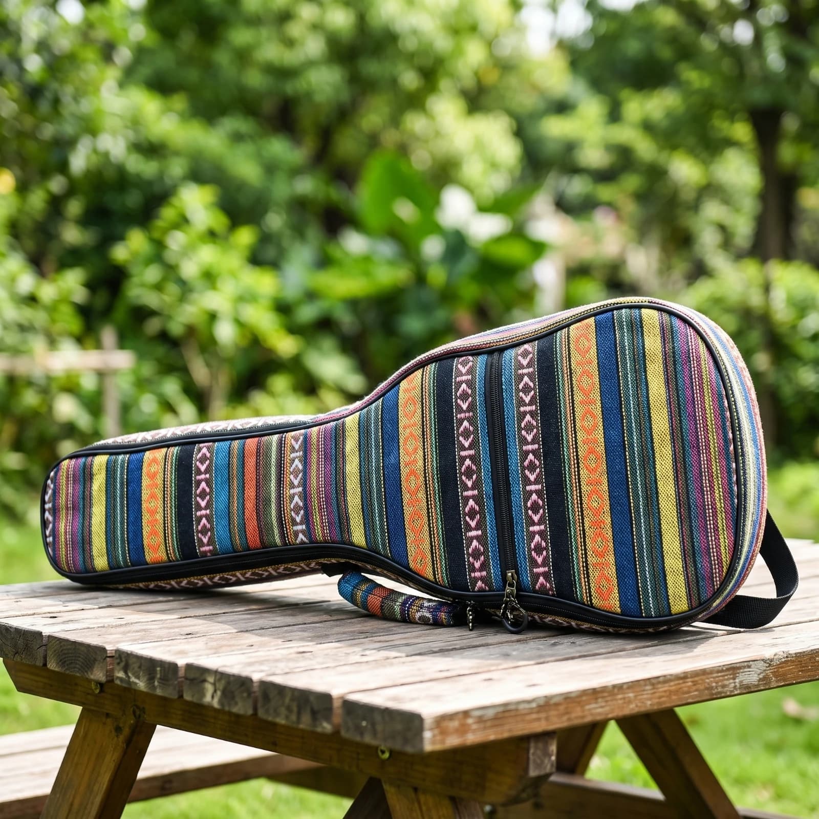 Ukulele Gig Bag Striped Ukulele Case Soft Uke Backpack Portable Handheld for Musicians, Travel, Lessons