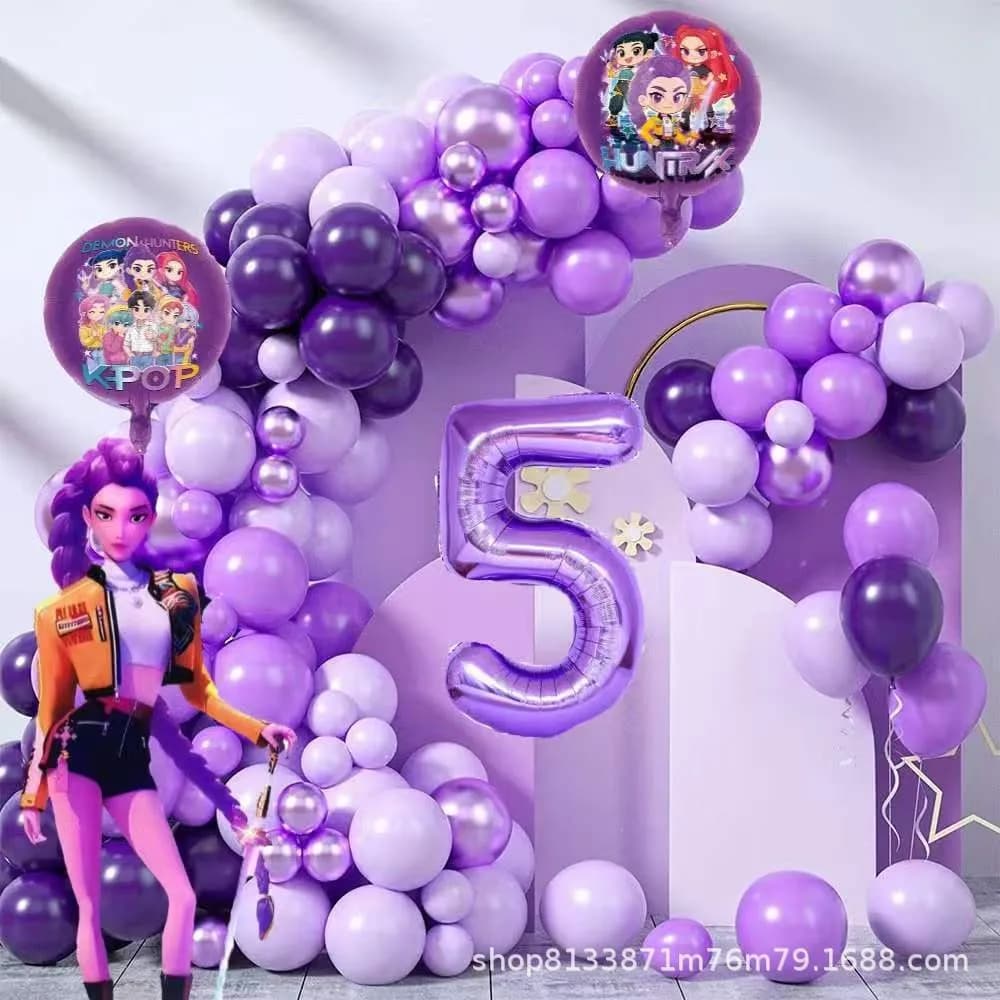 Anime Pop Idol Girl Birthday Party Decorations Kpop Star Theme Foil Balloons Kit Teen Girls Virtual Singer Music Bash Supplies