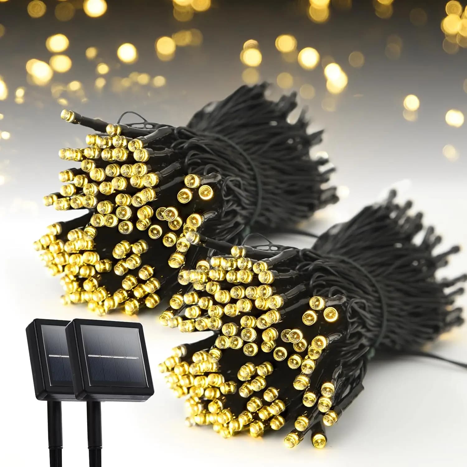 Stringa di luce solare a LED Cortile Giardino Esterno Impermeabile Soggiorno in famiglia Luci colorate di Natale Luce da atmosfera da campeggio a 8 funzioni
