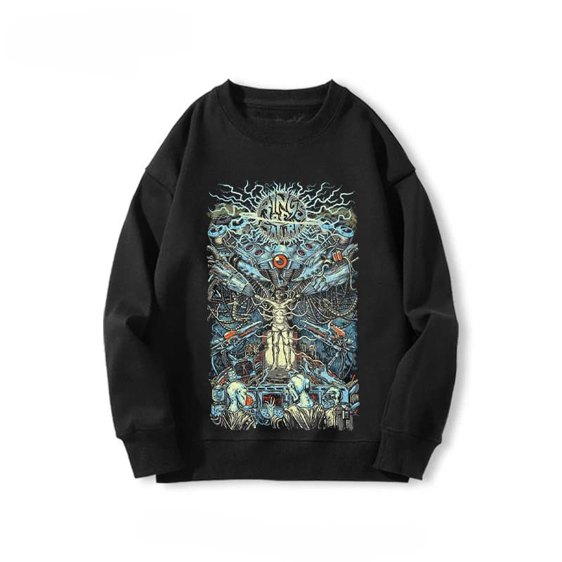 Y2k Rings of Saturn - American band Deathcore men's crew neck hoodie - casual and versatile training jacket