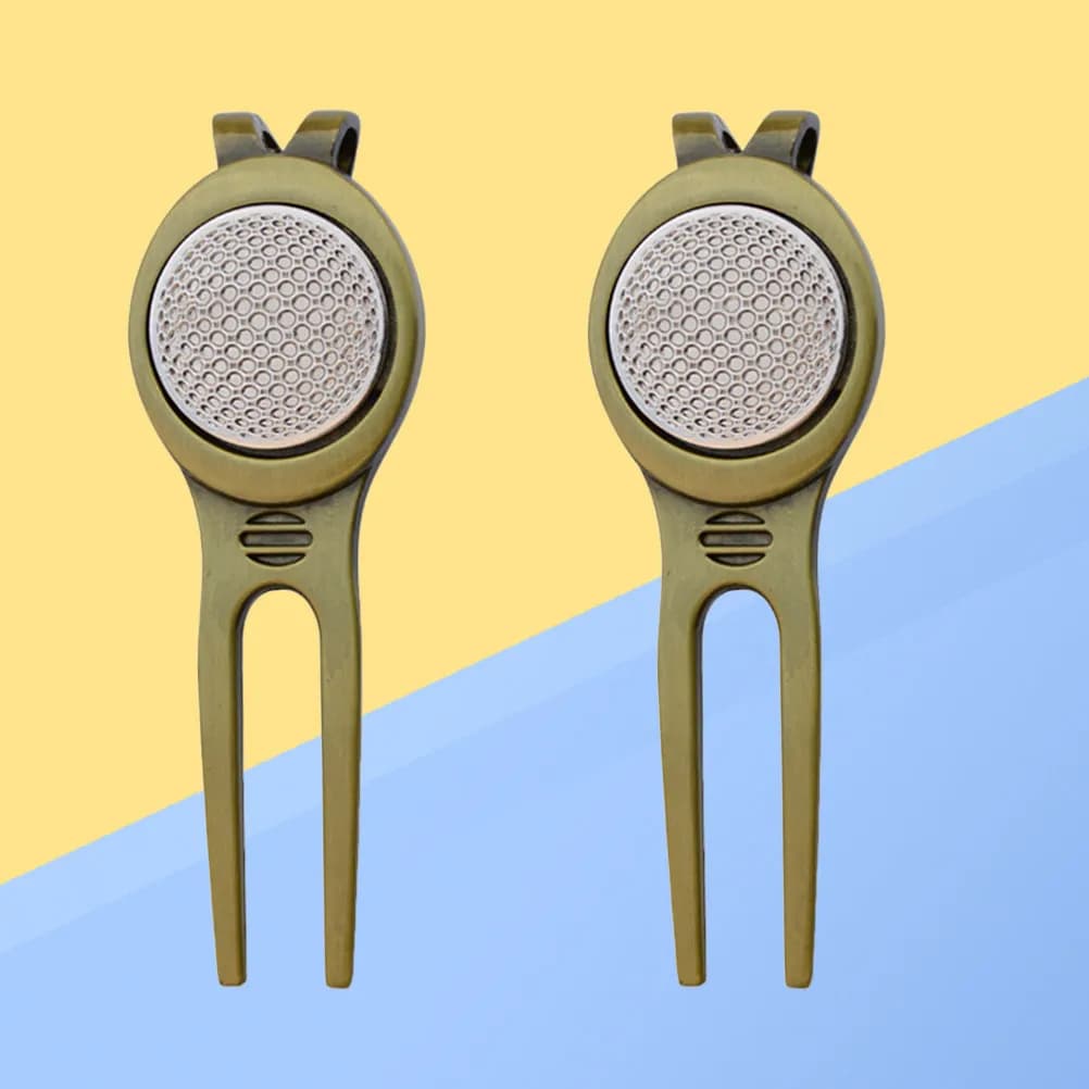 Set di 2 Attrezzi per Riparazione Divot da Golf, Portatili ed Ergonomici, con Marcatore per Palline, per Uso in Campo e Club