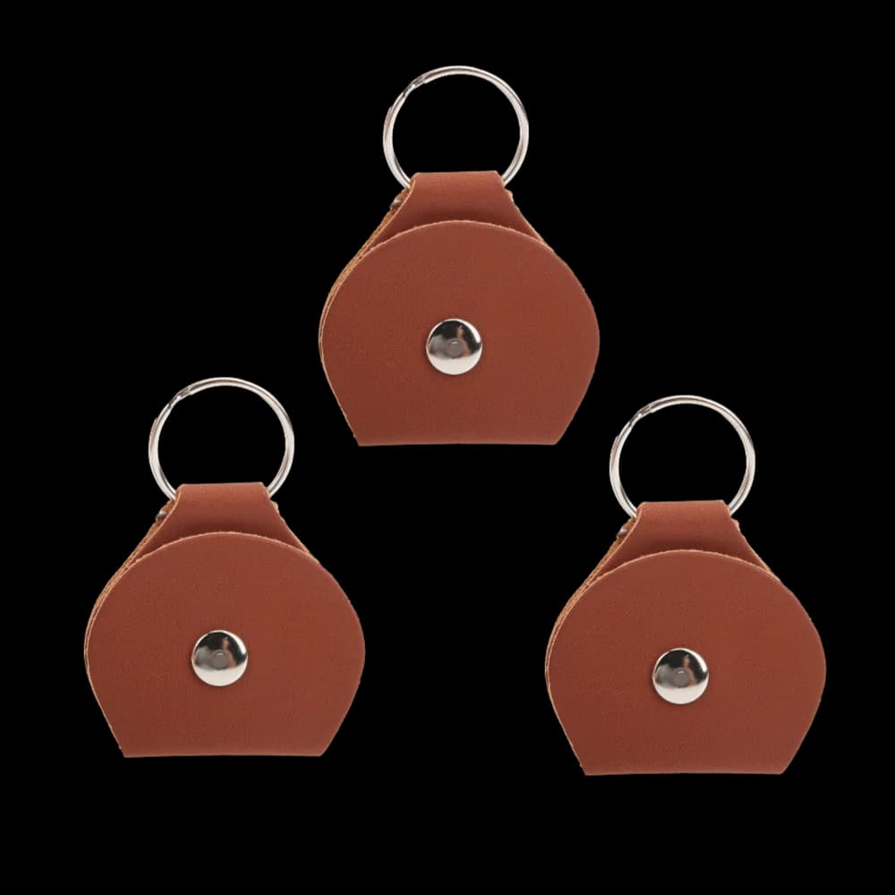 3PCS PU Leather Leather Guitar Picks Keychain Black/Coffee color Snap Open Closure Snap Open Key Case Portable Ring Storage Box