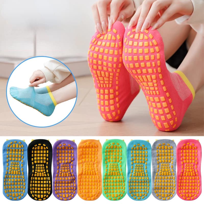 1pair Mesh breathable Socks Quick drying Anti slip Children Sweat absorbing Shock-absorbing floor adult yoga sports compression socks