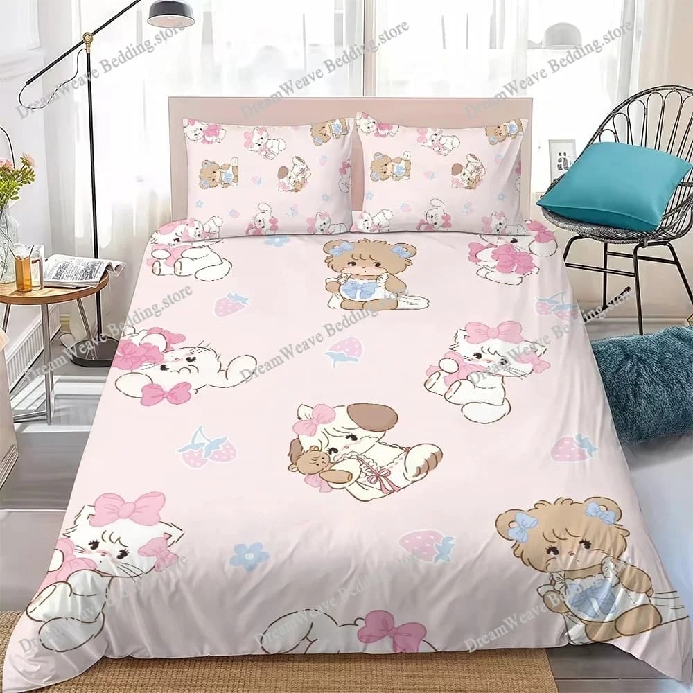 Set Copripiumino M-Mikko con Stampa Cartoon, Stile Casa, Morbido Cotone, Ideale per Studenti e Dormitori, Regalo