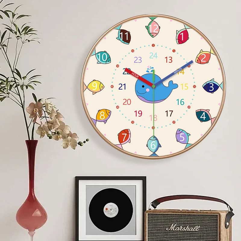 Wall Clock Carton Shaped Living Room Bedroom Studio Quartz watch Accurate time keeping time management of early wall mounted education
