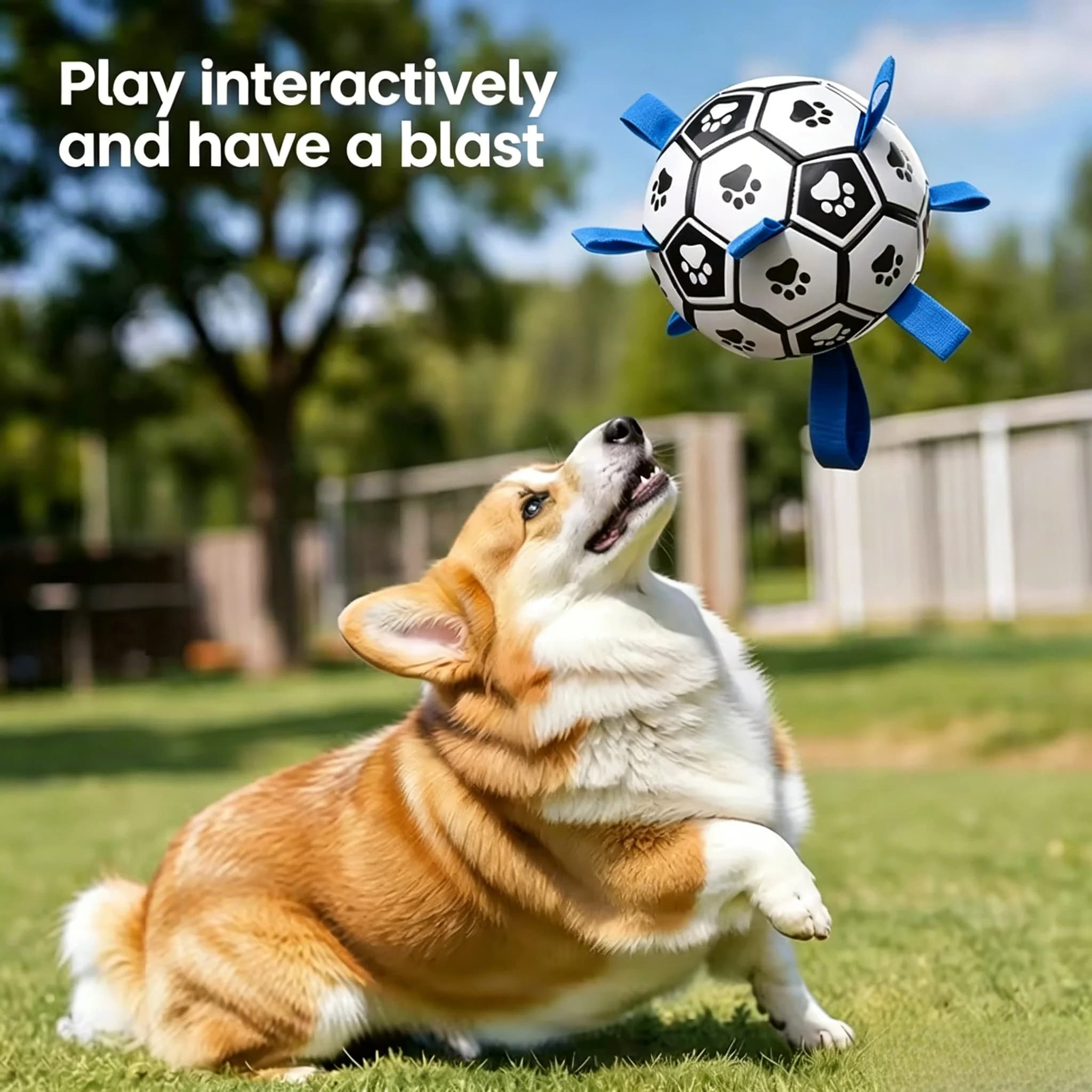 Pallone da Calcio per Cani con Linguette di Presa, Giocattolo Galleggiante Interattivo e Resistente per Masticatori Aggressivi, Giocattolo da Masticare per la Pulizia dei Denti dei Cuccioli all'Aperto