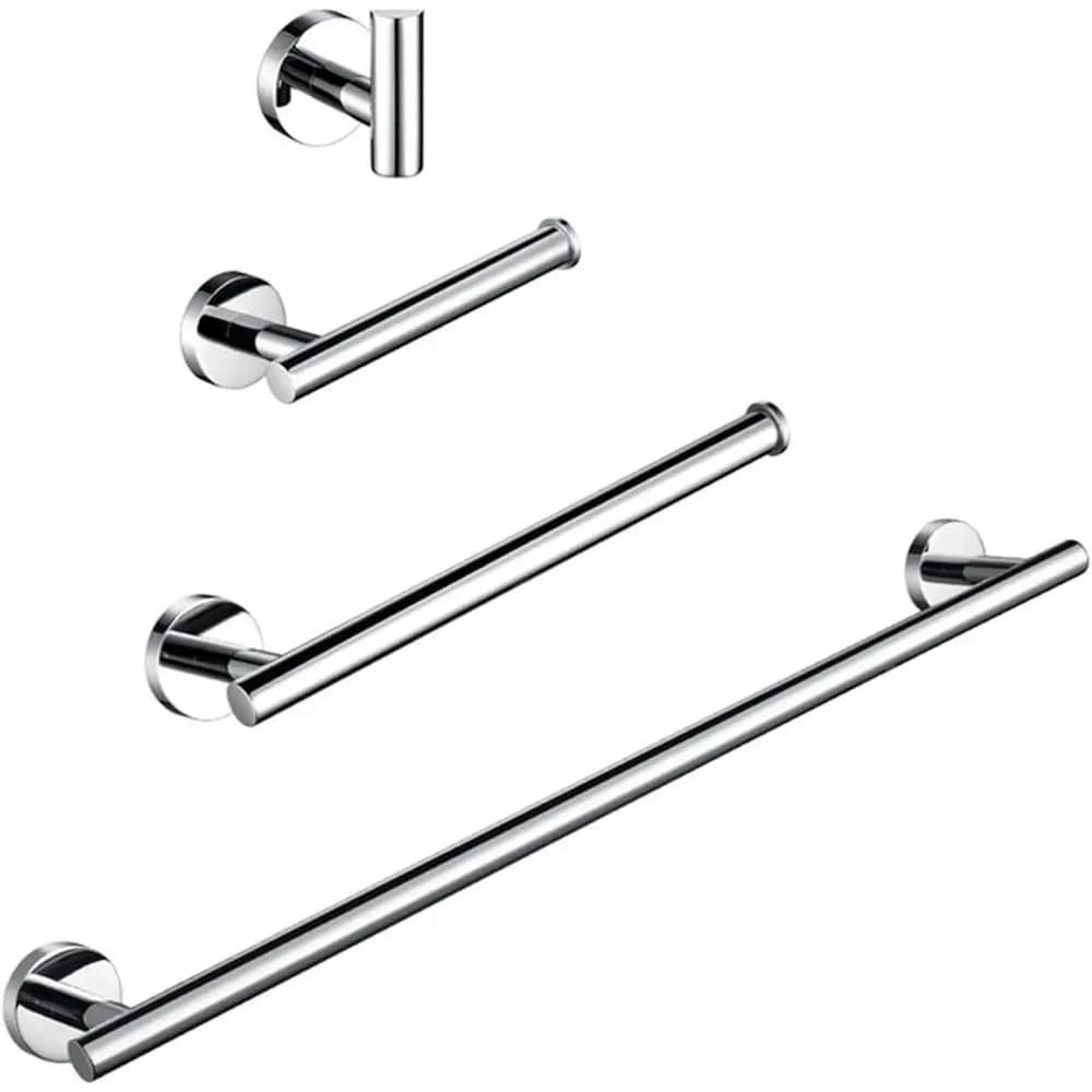 Porta carta igienica in acciaio inossidabile con 4 ganci, set di accessori per cucina e bagno (45 cm)
