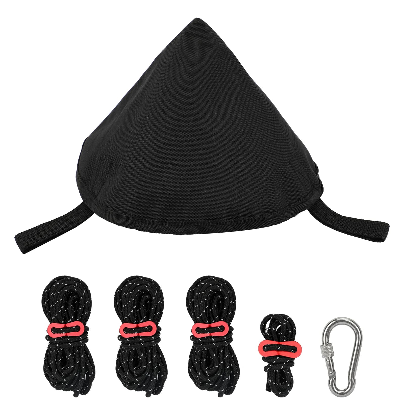 SANLIKE Yurt Tappo a cupola nero Tenda impermeabile superiore Fibbia da arrampicata autobloccante in acciaio inossidabile 4 corde Accessori per tende da esterno