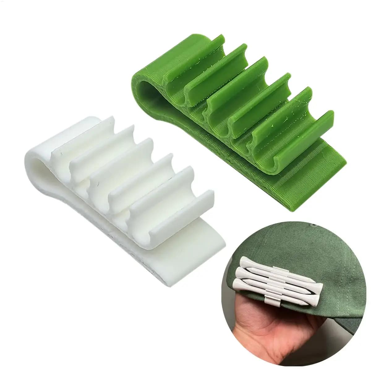 Clip per tesa per cappello da golf stampate in 3D Contiene 5 cappelli per sedili da golf Clip per cappelli Morsetto per organizzatore per tee Accessori sportivi creativi per golfisti