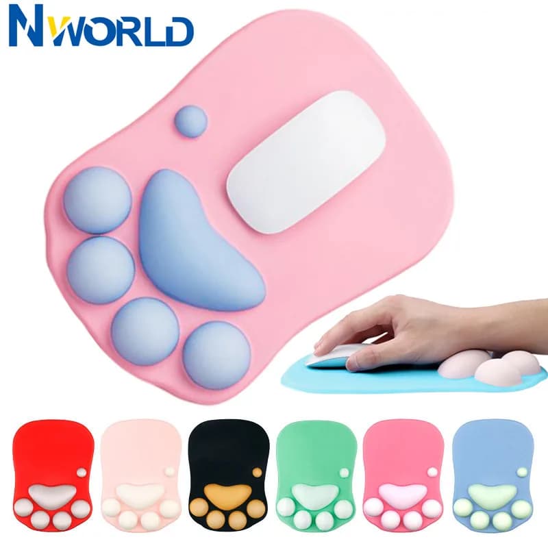 Simpatico tappetino per mouse ergonomico con zampa di gatto, supporto per il polso, tappetino in silicone per computer da ufficio e computer di casa e tappetino per mouse per scrivania da gioco per laptop Mac