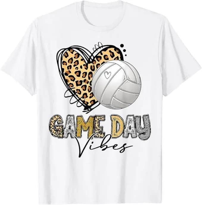 Leopardiated T-shirt for Volleyball Player's Mom: Vibrations Day of Whited Parties