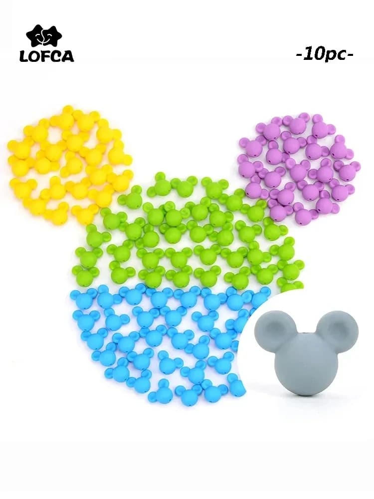 LOFCA Perline in silicone Perline per mouse 10 pz/lotto Perline in silicone per uso alimentare Colorato Collana da masticare Bracciale Bracciale Creazione di gioielli