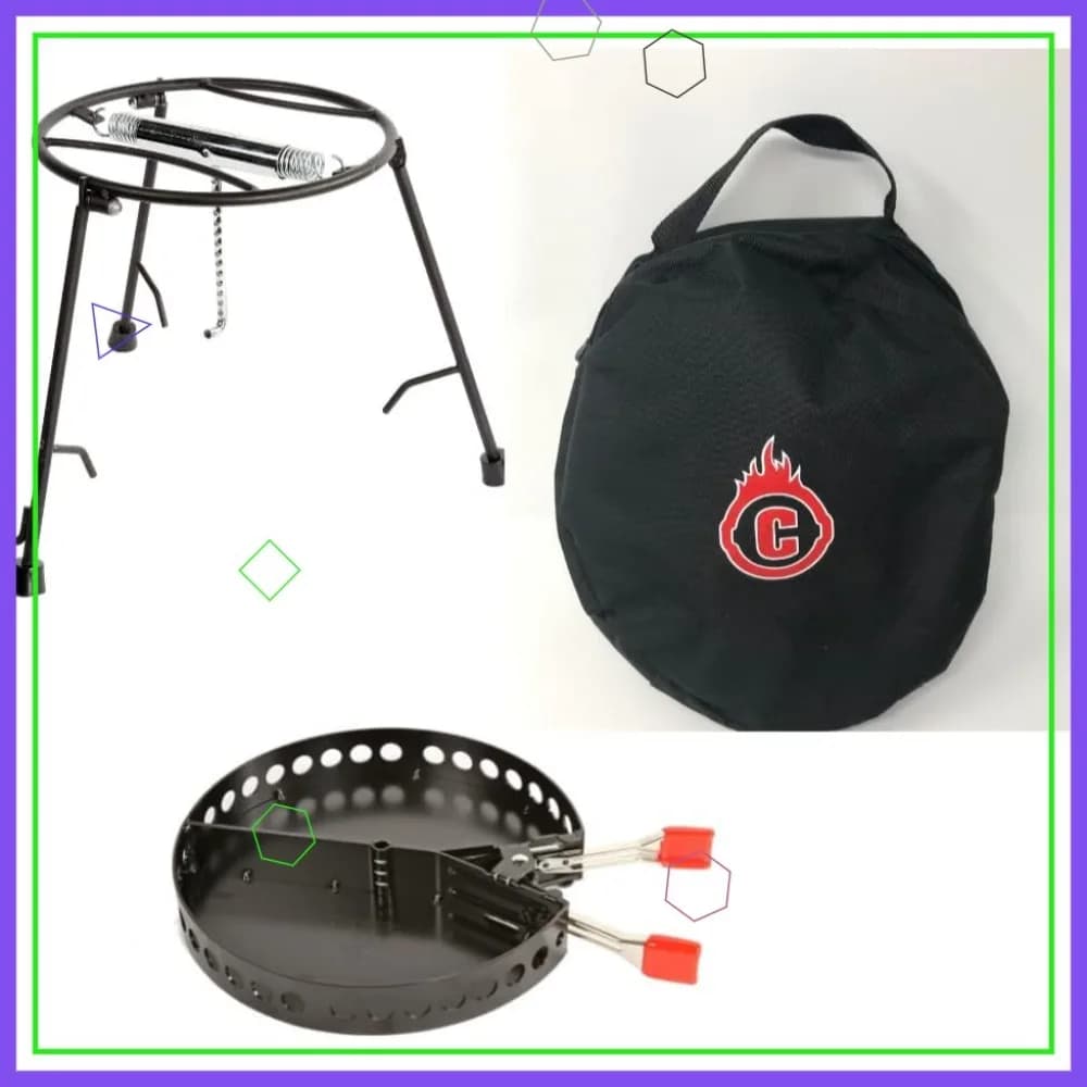 Set Portacarbone e Sollevacoperchio - Utensili per Dutch Oven per Campeggio e Accessori per Griglia - Essenziali per la Cucina all'Aperto, Set da 2 Pezzi