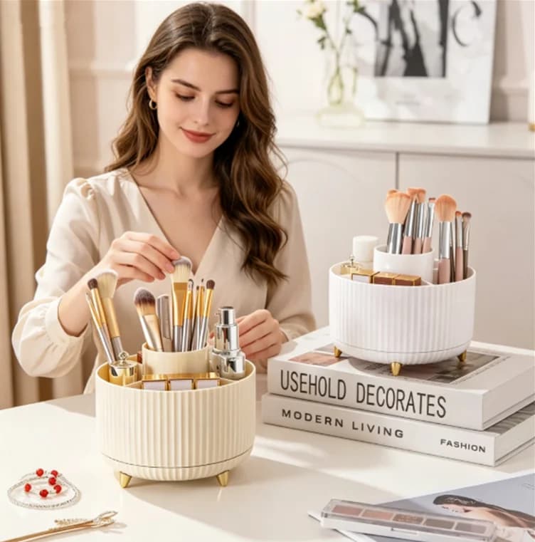 360° rotatable desktop makeup storage box - makeup brush storage tube - eyeshadow brush case - lipstick box - pen holder
