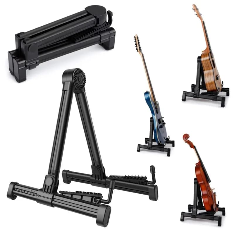 Confezione da 2 Supporti Pieghevoli Multiuso per Strumenti - Supporto Pieghevole per Chitarra Elettrica, Acustica, Ukulele, Violino, Banjo - Leggero