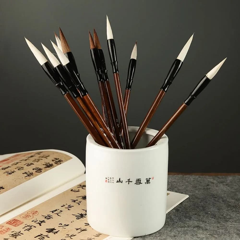 Traditional Chinese Calligraphy Brush Oil Painting Wolf Hair Scriptures Writing Brush High-end Oil Watercolor Art Paint Brush