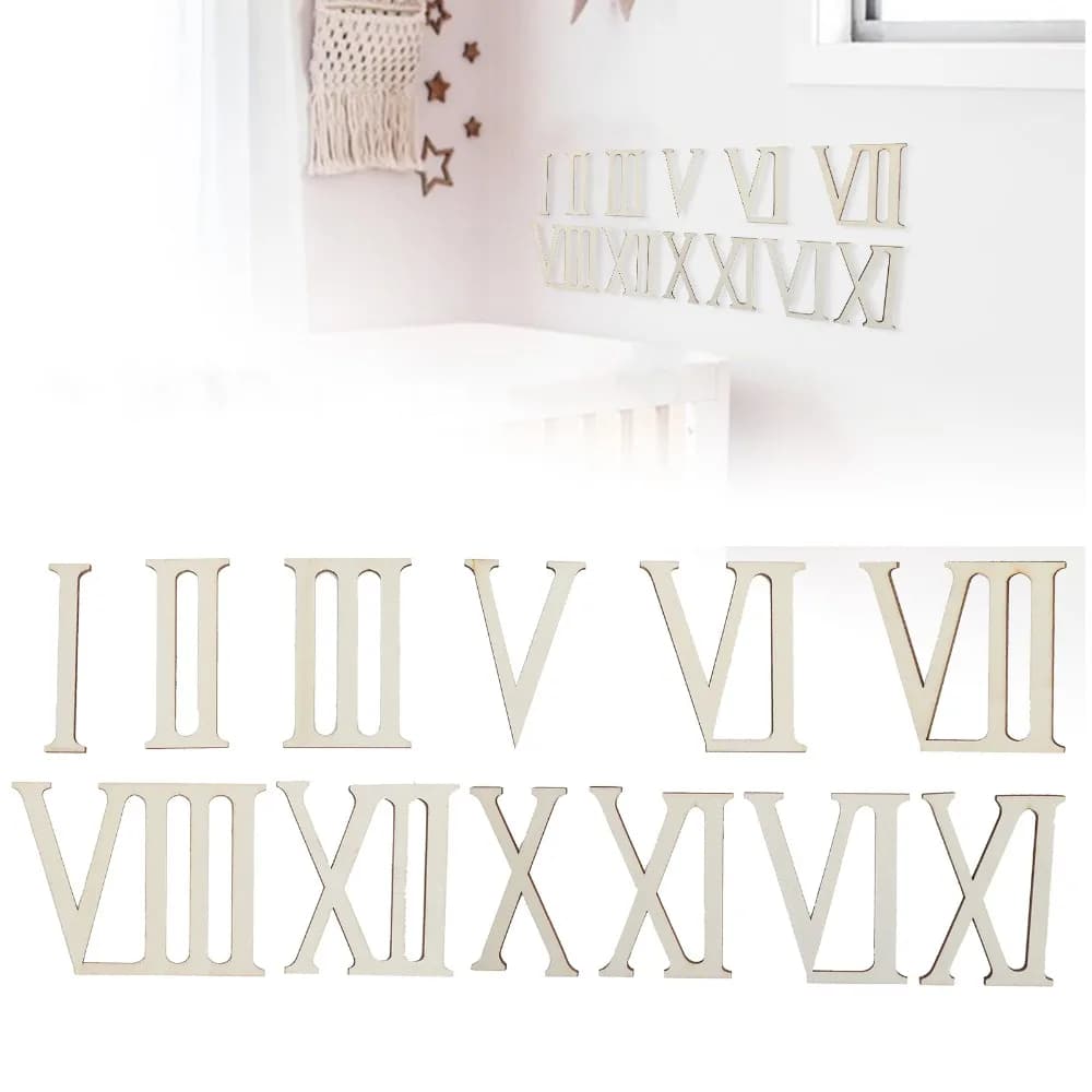 12 Pieces 7CM Roman Numerals in Wood, Vertical Bars, DIY Clock Numbers, Wall decals, DIY Digital Clock, Wall Clock, Drawing