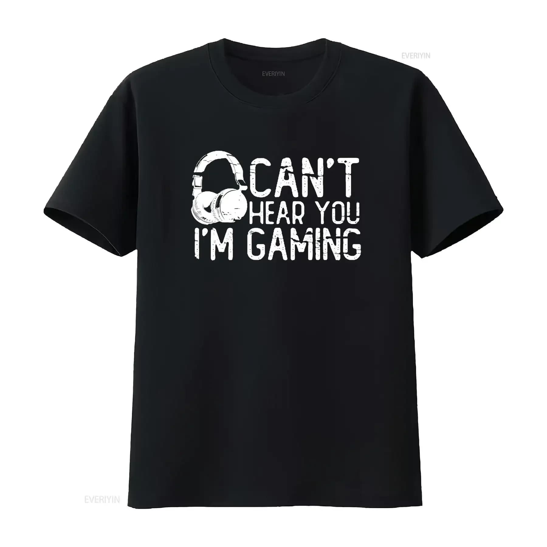 Non puoi ascoltare, sono cuffie da gioco, videogiochi, gamer, camicia divertente da uomo, nera, vintage, lavata, elegante, leggermente abiti firmati