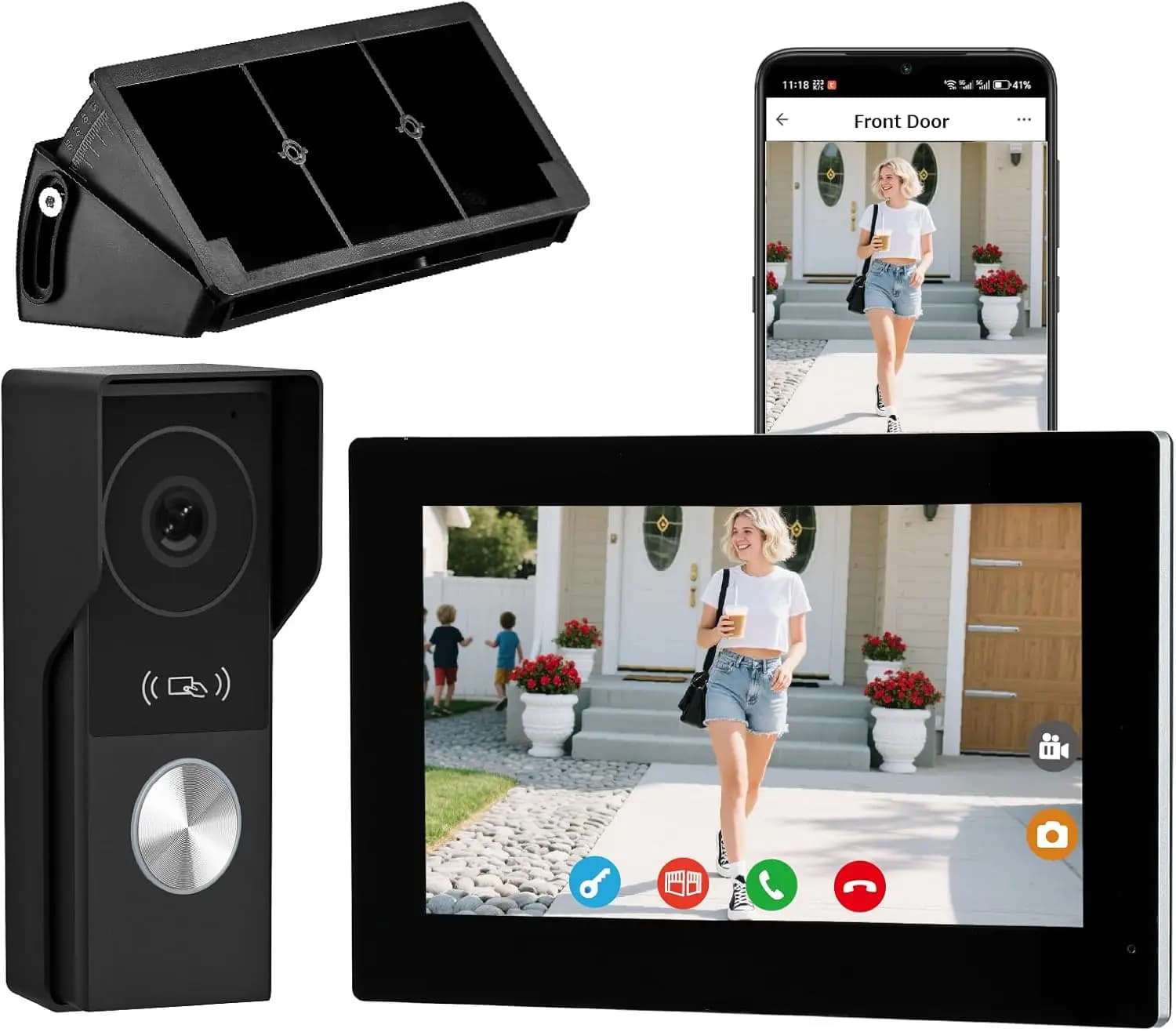 Sistema Videocitofonico con Schermo Touch da 7 Pollici, 1080P, Sblocco Remoto, Rilevamento Umano, Audio Bidirezionale, Visione Notturna