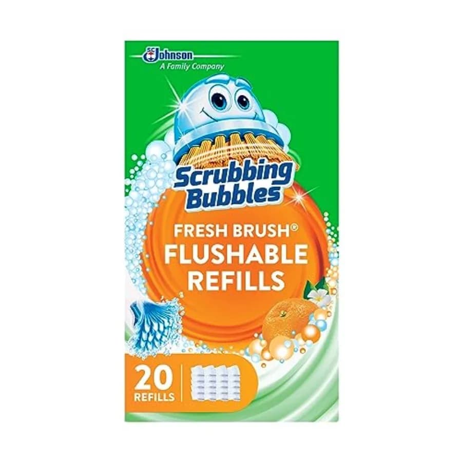 Curated Picks Scrubbing Bubbles Flushable Toilet Bowl Wand Cleaner Refills, Fresh Brush Cleaner Toilet Refill Pads, Removes Lim