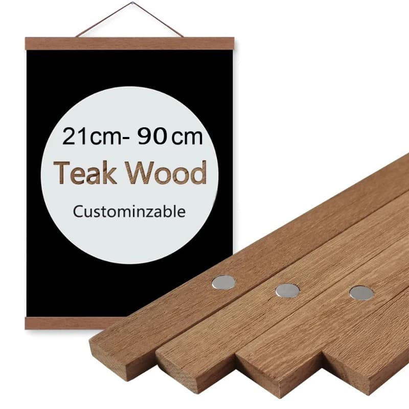 21-90 cm Legno massello di teak Poster magnetici Grucce Cornice per foto Rotolo Dipinti su tela Cornici per foto Arte della parete fai da te Decorazioni per la casa