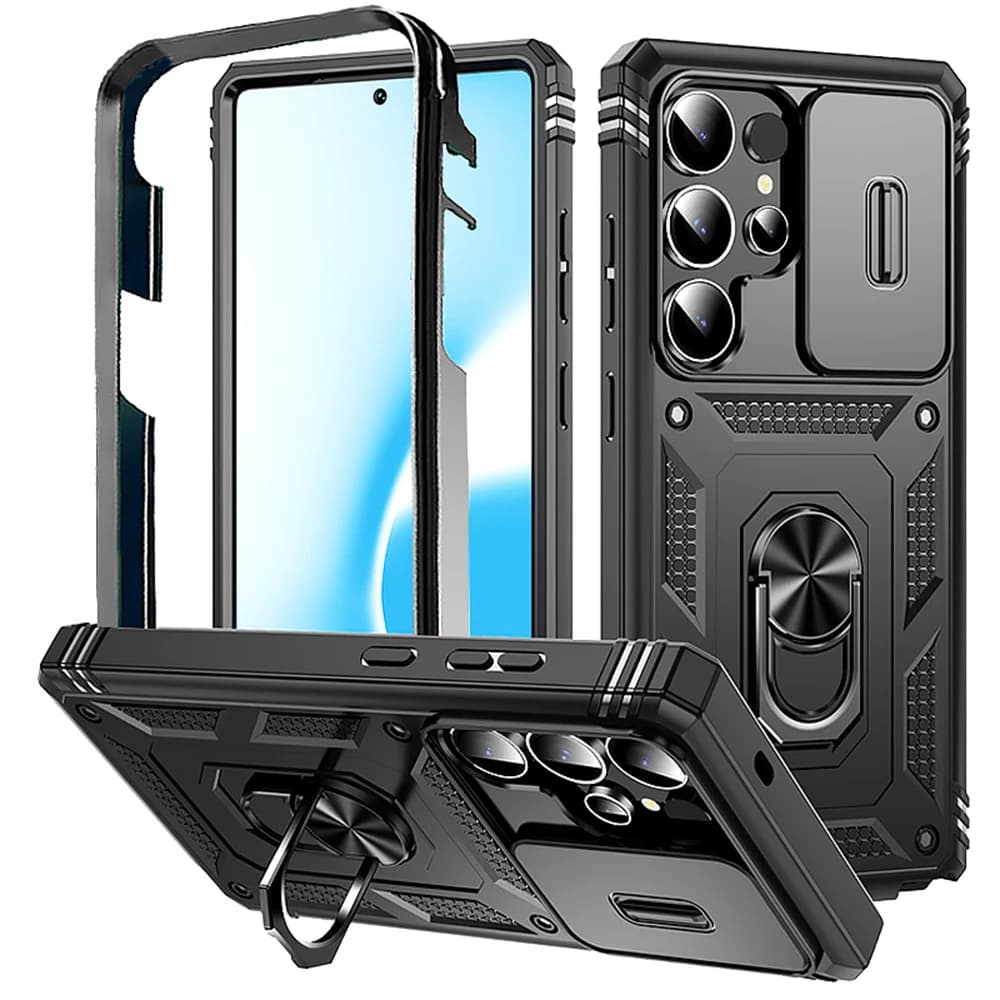 360 Protezione Completa Cassa Del Telefono Per Samsung Galaxy S25 S24 S23 Ultra Plus S25 Bordo S24FE Caso Armatura Auto Magnete Anello Del Basamento Della Copertura