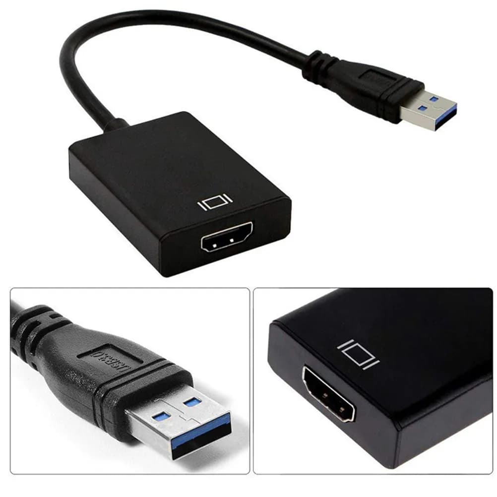 Cavo Adattatore USB 3.0 a Video Nero 1080P per Laptop PC Proiettore Supporta Uscita HDTV Sincronizzazione Multi-Schermo Audio Video