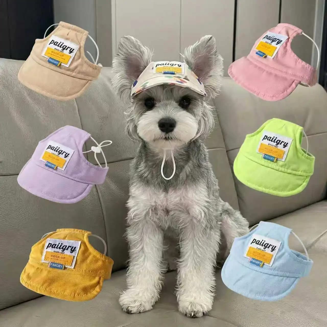 Multi-Color Available Pet Trendy Sun Visor Cap, Summer UV Protection, For Small Dogs Schnauzer & Teddy, Outdoor Breathable Adjus