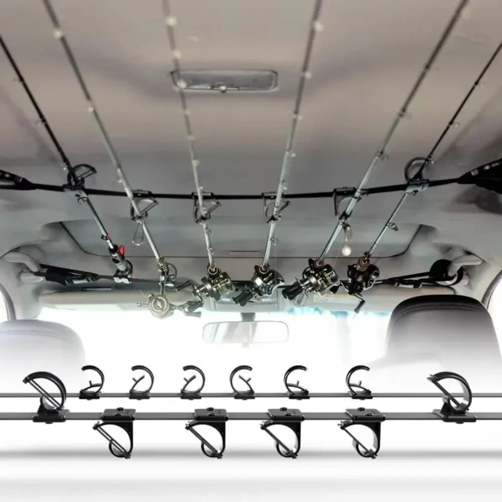 6 Position Car Fishing Rod Holder High-Elasticity Rubber Straps Durable Design Rod Storage Rack Non-Slip Design