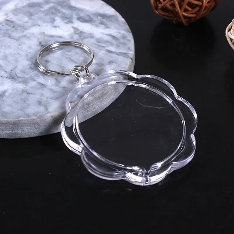 100Pcs Clear Acrylic Picture Key Chains Blank Insert Photo Split Key Ring Frame for Couple Anniversary Graduation Gift