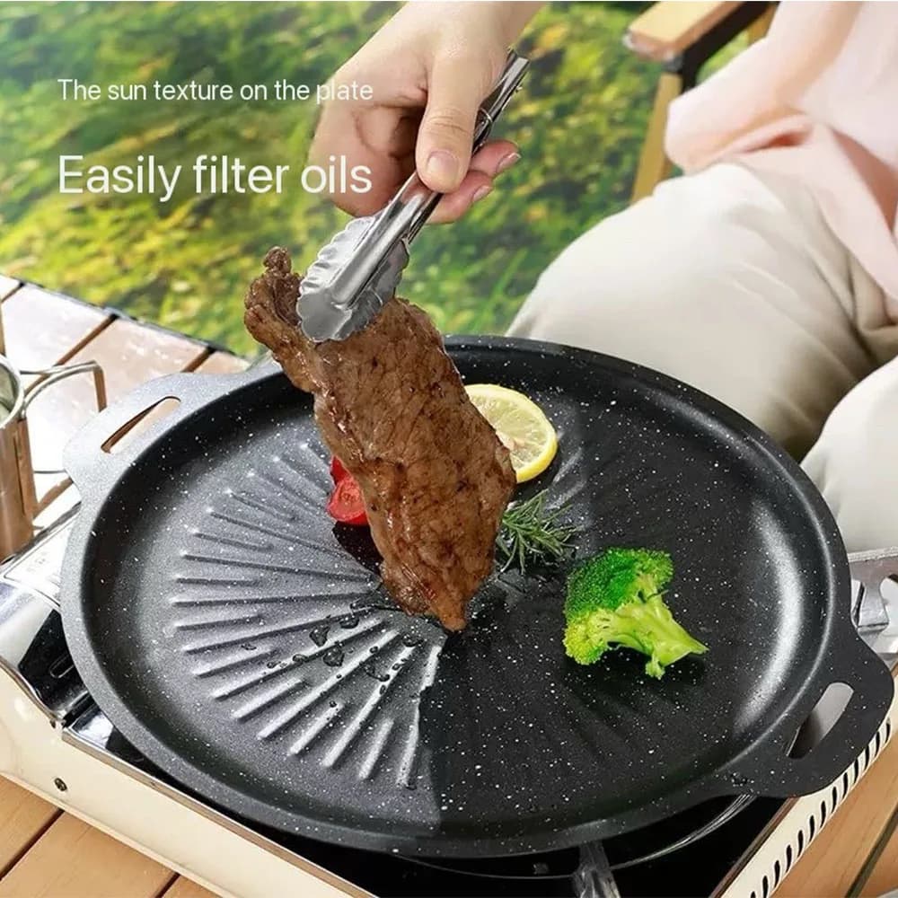 32/34 CUSTOMS Outdoor BBQ Grill Pan Anti-stick Baking Board Korean Barbecue Roastig Grill Camping Plate Cooking Pots