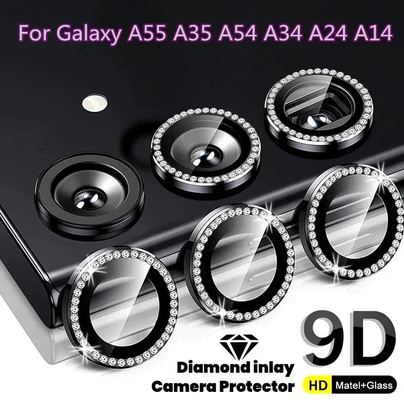 Protezione per obiettivo fotocamera in vetro temperato 9H Diamond per Samsung A55 A35 A54 A34 5G A24 A15 A14 con anello in lega per Galaxy A54