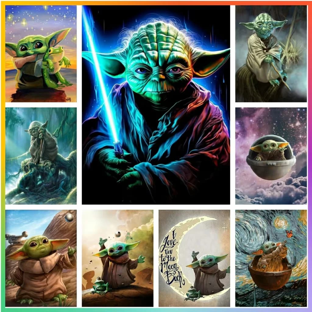 Star Wars Baby Yoda Oil Painting By Numbers — Hand-Painted Cartoon Canvas Wall Art for Living Room Home Decor Gift 2026