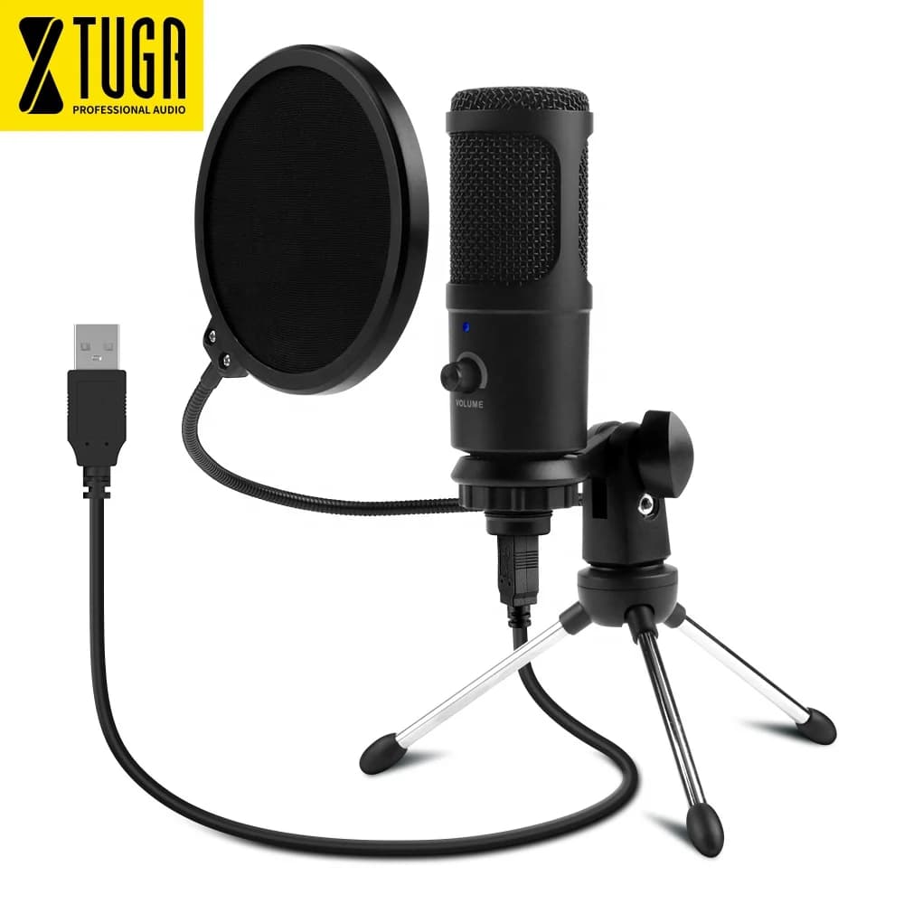 XTUGA K30 Professionale Wired Studio Registrazione Karaoke Treppiede Supporto Desktop Trasmissione in diretta Microfono da gioco USB Microfono a condensatore