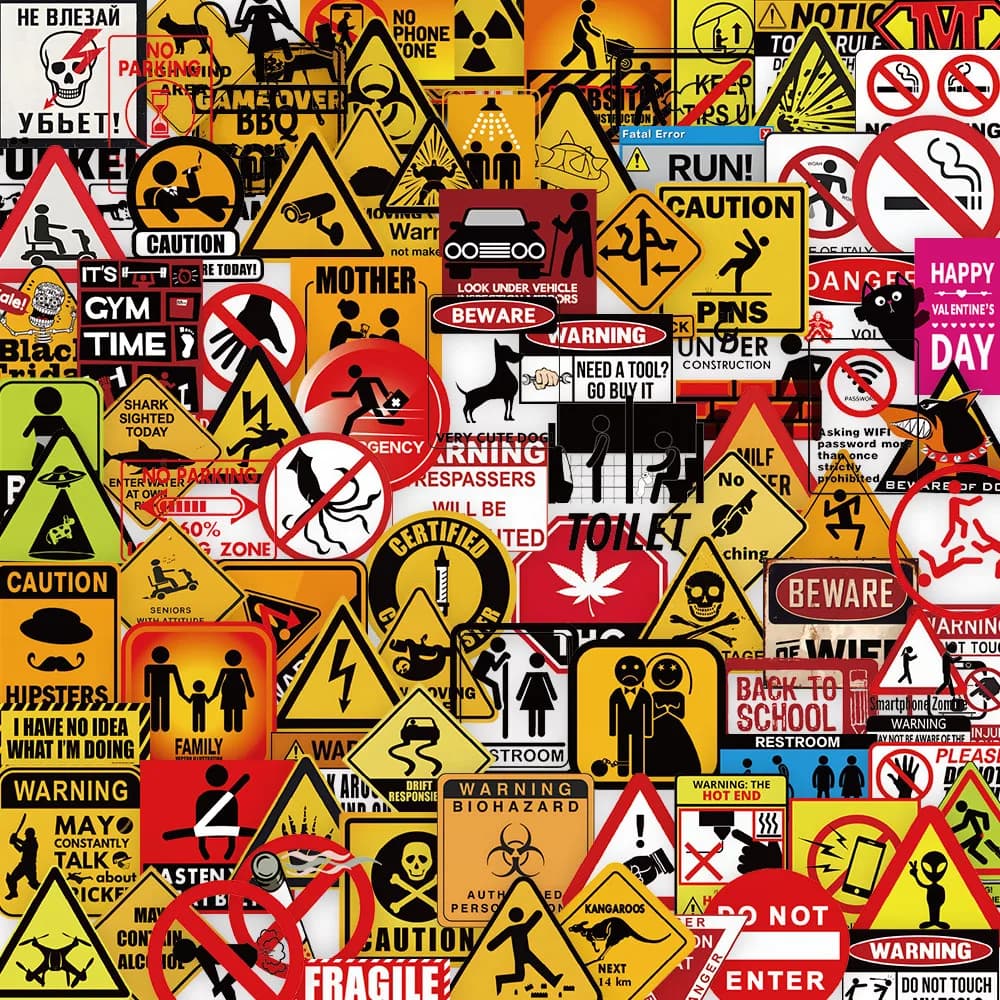 203 adesivi per segnali di avvertimento - fantastici decalcomanie con simboli di sicurezza per decorazioni fai-da-te su notebook, laptop, custodie per telefoni, registrazione YourLife Store