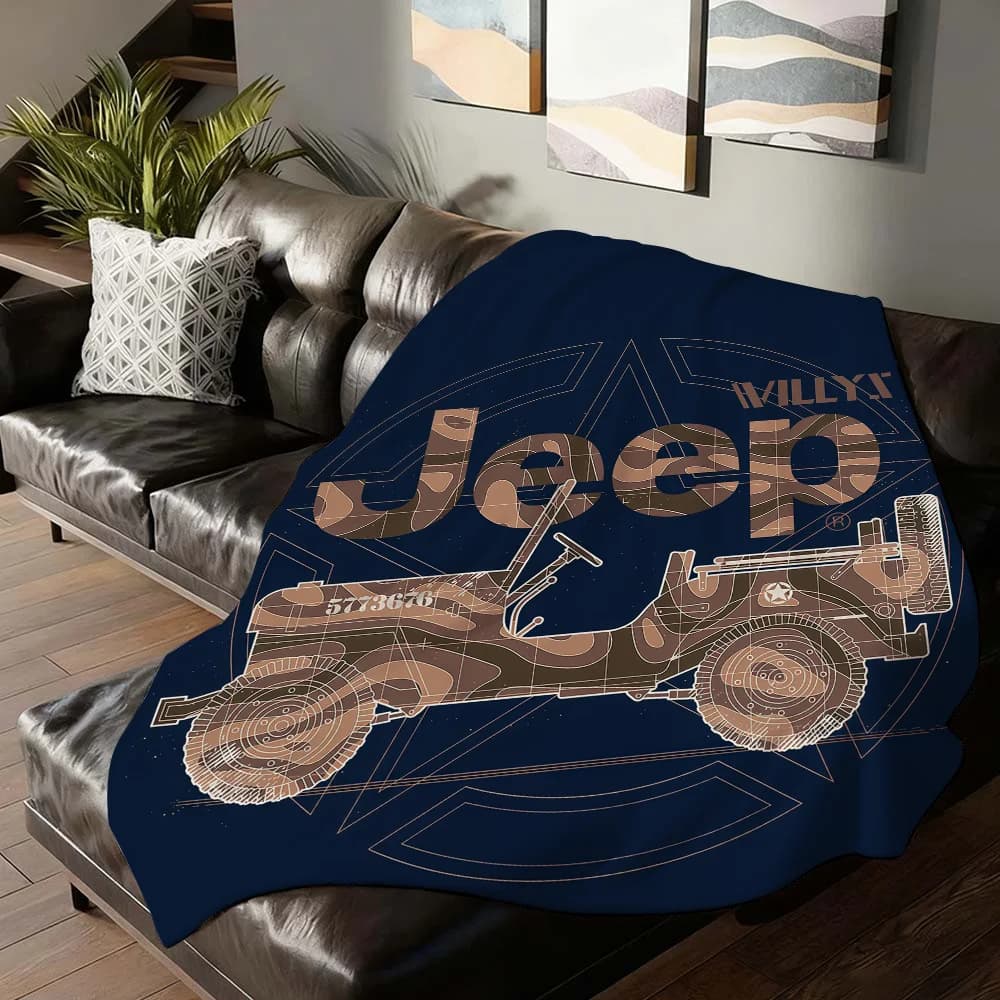 Coperta J-Jeep con stampa alla moda per divano letto da ufficio aereo viaggio sonno lettura relax campeggio morbida e calda